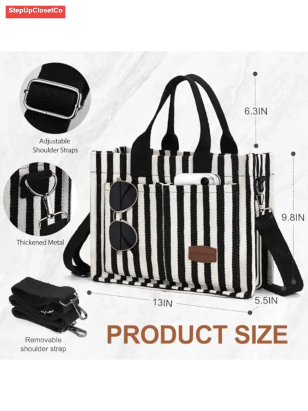 Women Canvas Tote Bag with Multiple Pockets, Work & Bible Study Handbag